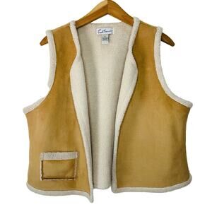 Fred Thomas Vintage Faux Suede Sherpa Lined Western Bohemian Vest XL